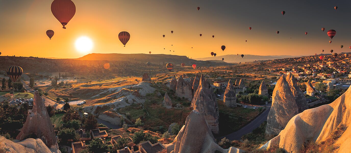 A hot-air balloon flight over Cappadocia